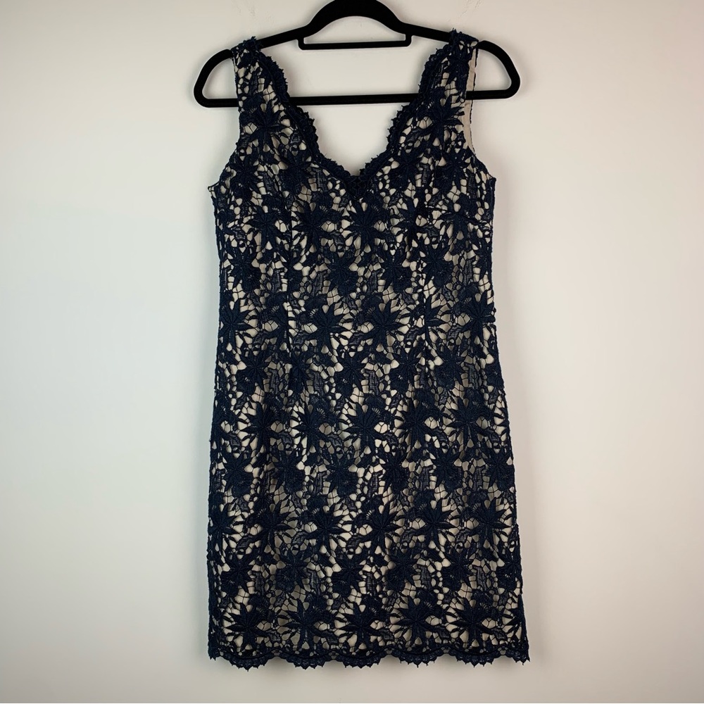 Ann Taylor Petite women’s lace dress navy size 6P